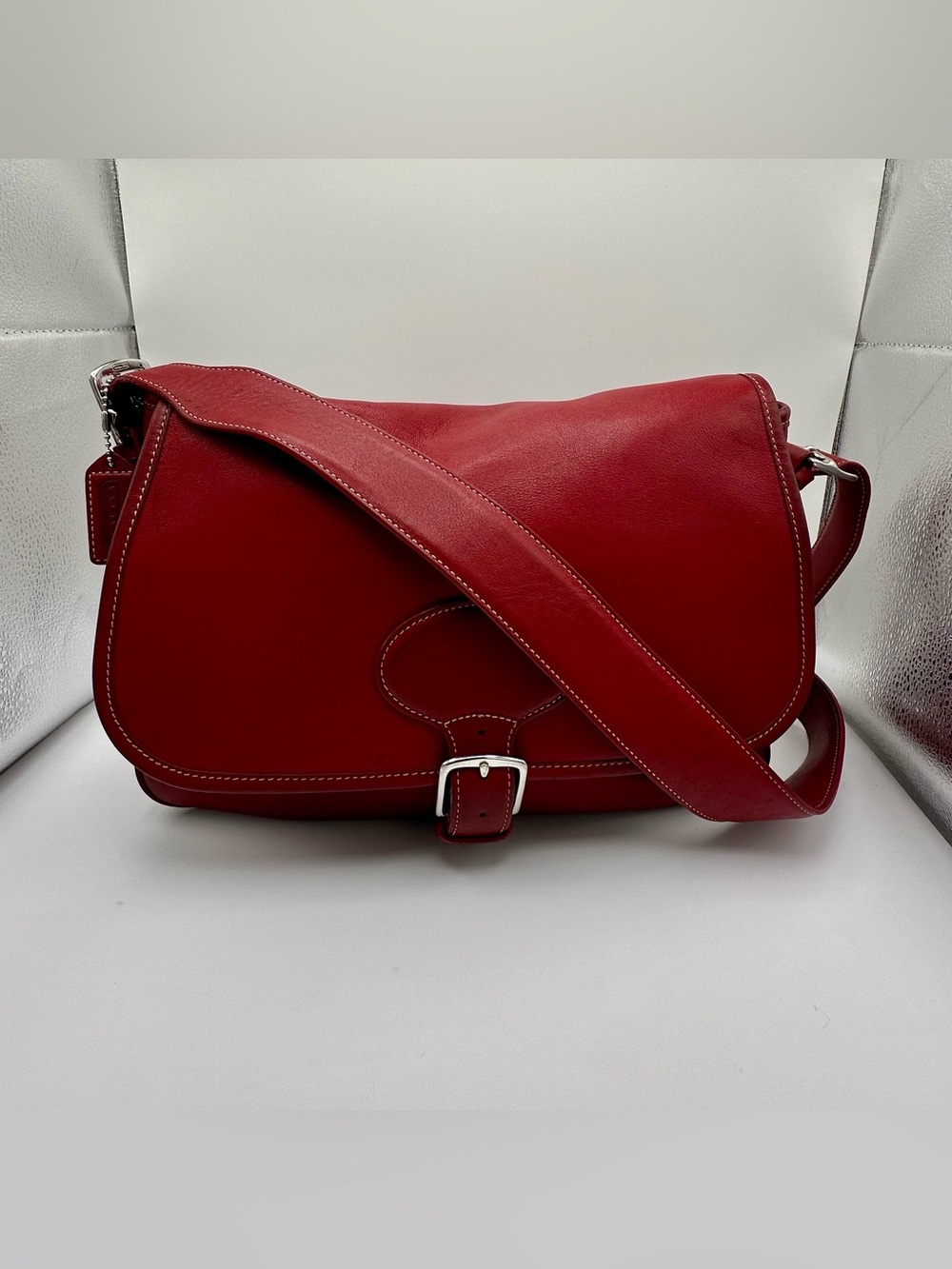 Coach 7750 Red Leather Messenger Crossbody Shoulder Bag Vintage Y2K